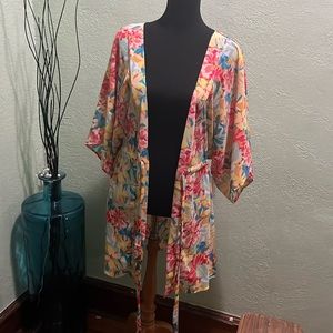 Time and Tru Floral Print Cover Up/Kimono.
